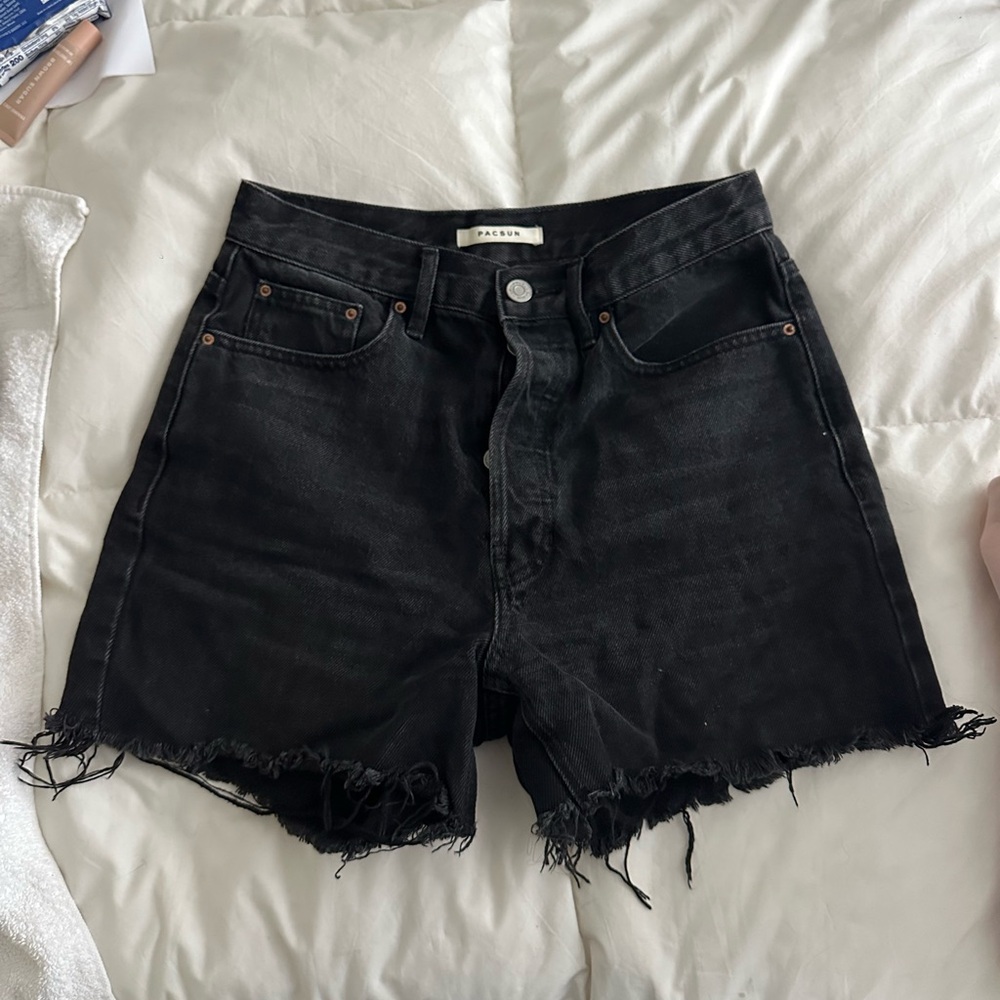 PacSun Black Frayed Hem Jean Shorts